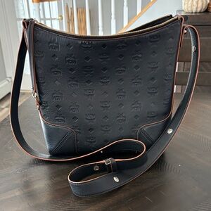 MCM Black and Brown Embossed Shoulder Bag
